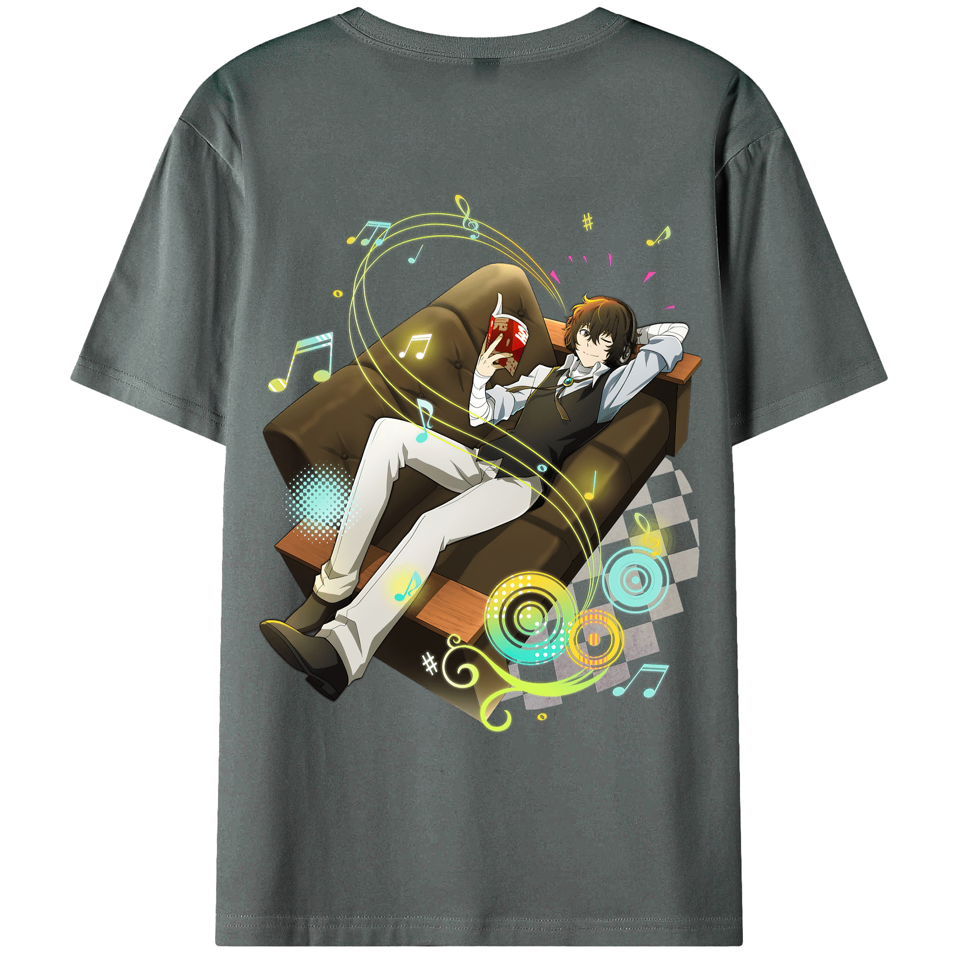 （画像用） 文豪ストレイドッグス Bungo Stray Dogs 綿100％ メンズ半袖Tシャツ（バックプリント） 通気性